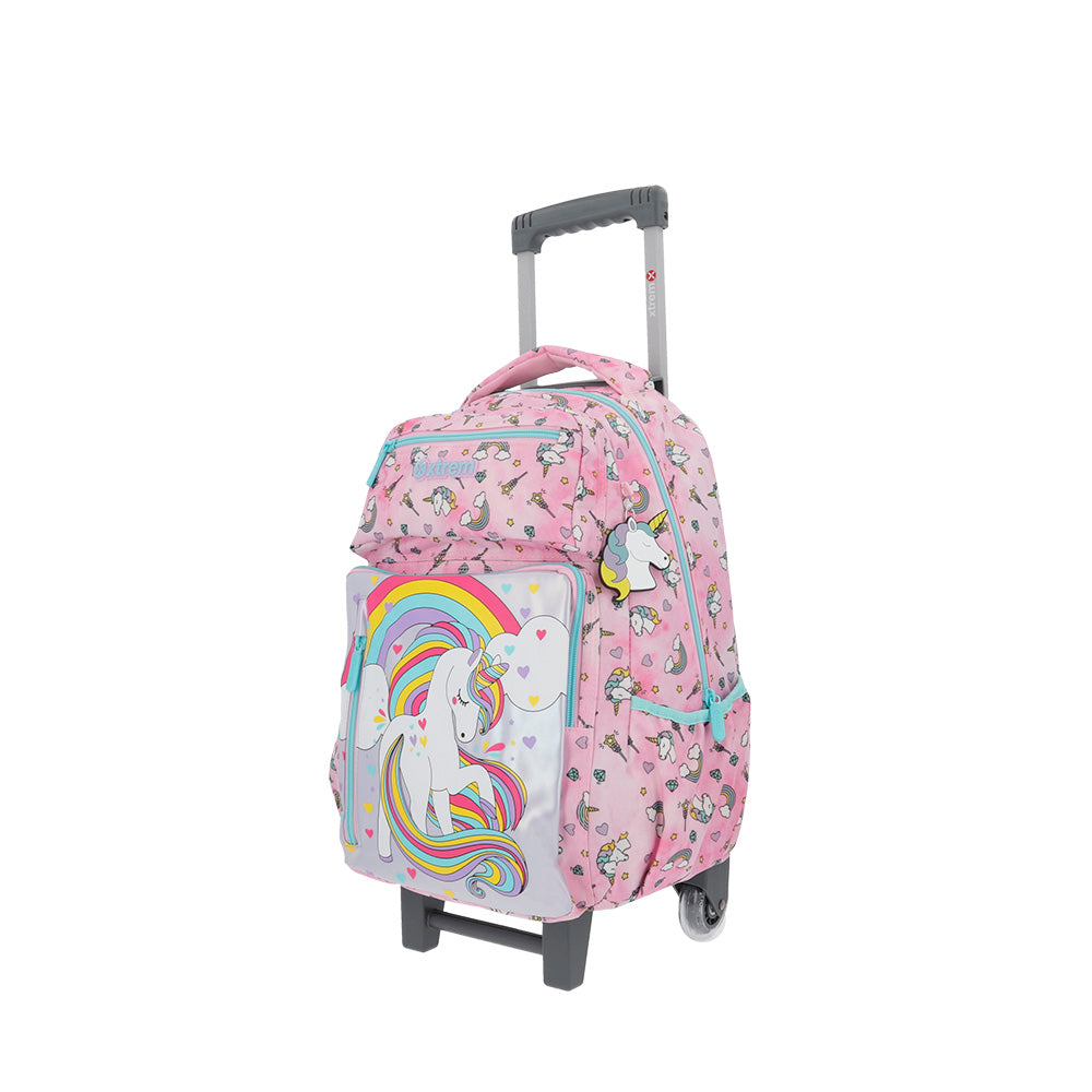 Mochila de Rodinha feminina infantil New Run rosa