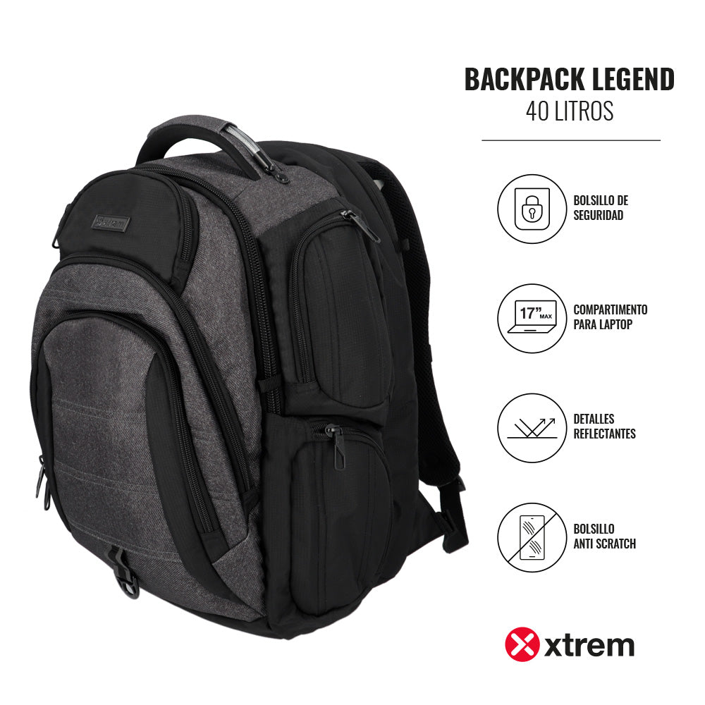 Mochila para Notebook 17" masculina Legend Cinza