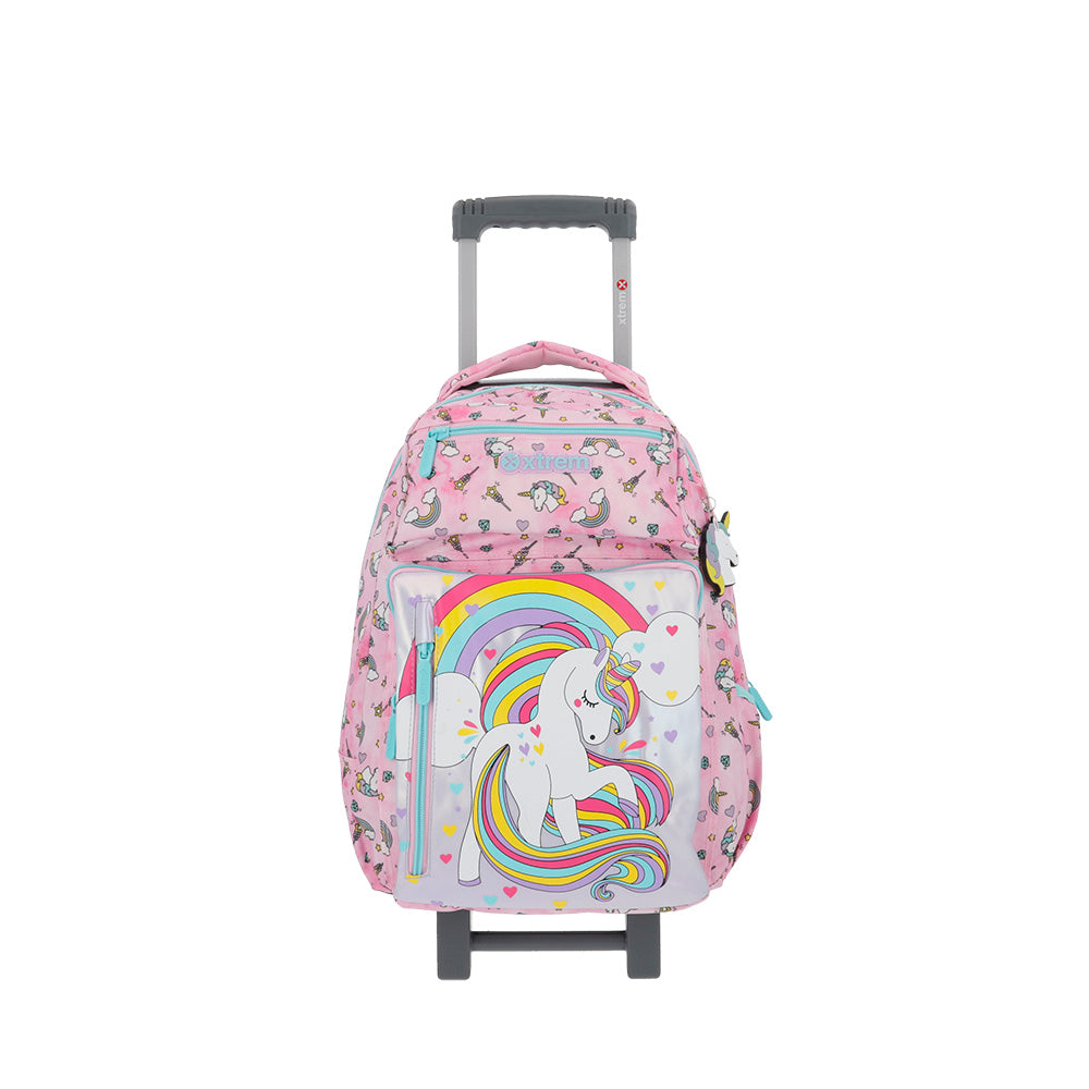 Mochila de Rodinha feminina infantil New Run rosa